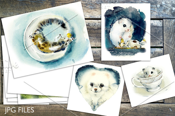 Watercolor Fluffy Pets in Illustrations - product preview 2