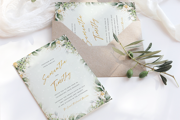 Green & Gold Wedding Invite Template in Wedding Templates - product preview 1