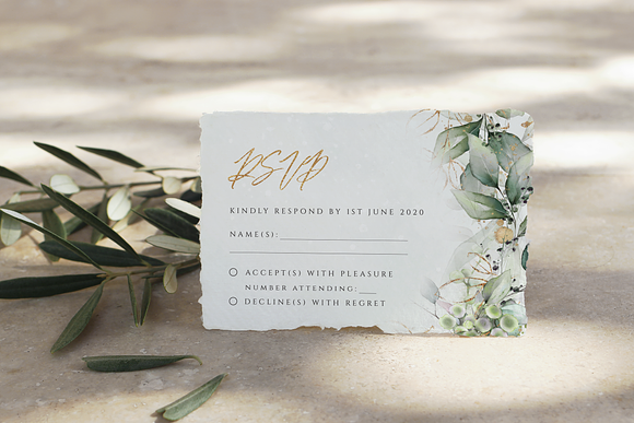 Green & Gold Wedding Invite Template in Wedding Templates - product preview 2