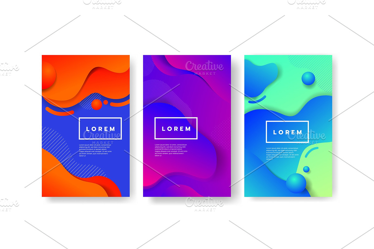 Fluid colors backgrounds set. Fluid in Illustrations - product preview 8