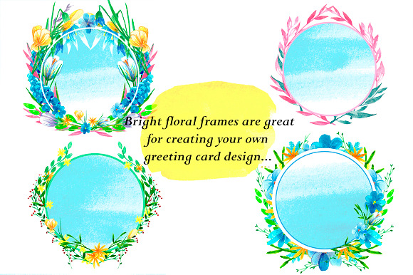 Watercolor  floral frames in Illustrations - product preview 1