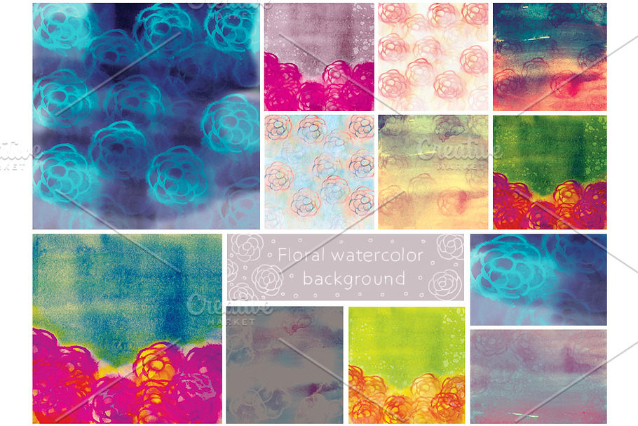 Floral watercolor background in Textures - product preview 8