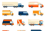 Colorful delivery trucks set