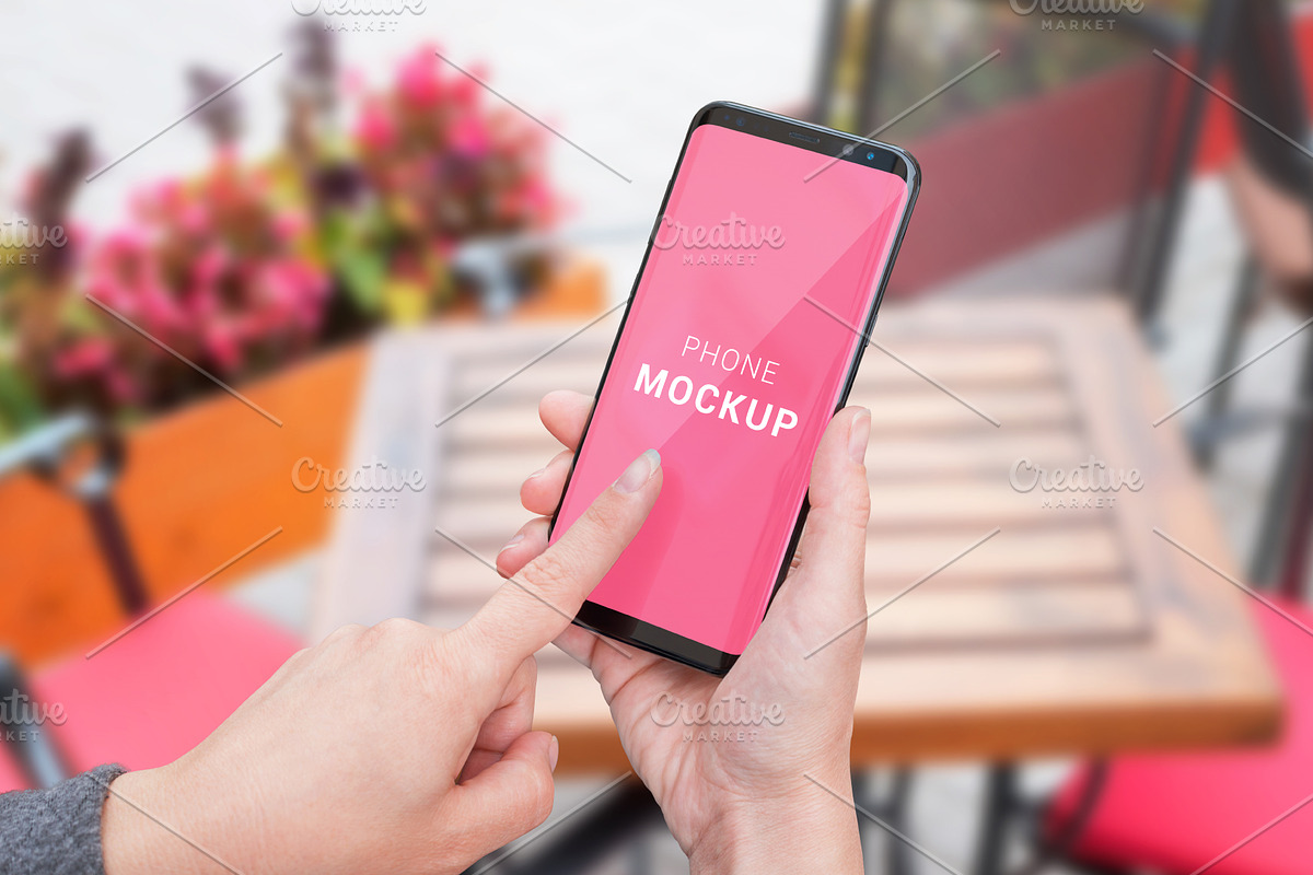 Phone mockup in woman hands in Mobile & Web Mockups - product preview 8