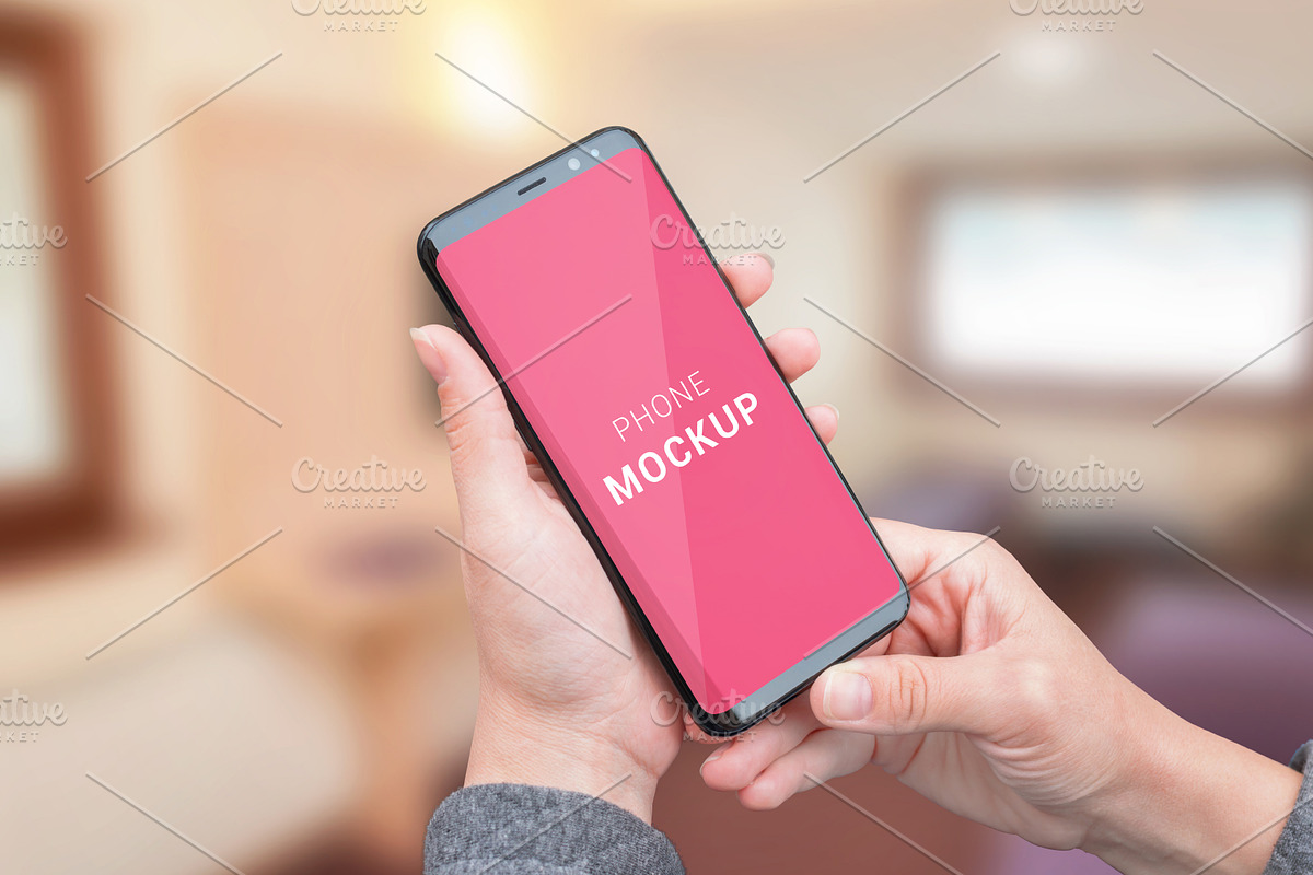 Modern smart phone mockup close-up in Mobile & Web Mockups - product preview 8