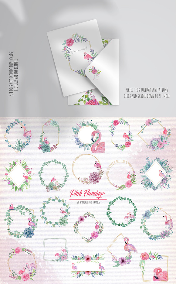 Pink Flamingo Watercolor Collection in Illustrations - product preview 2