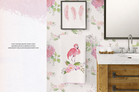 Pink Flamingo Watercolor Collection in Illustrations - product preview 9