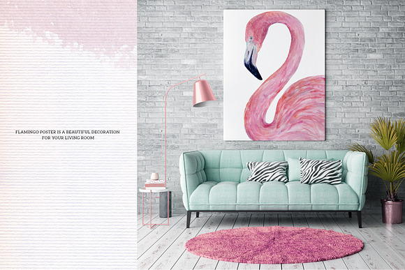 Pink Flamingo Watercolor Collection in Illustrations - product preview 11