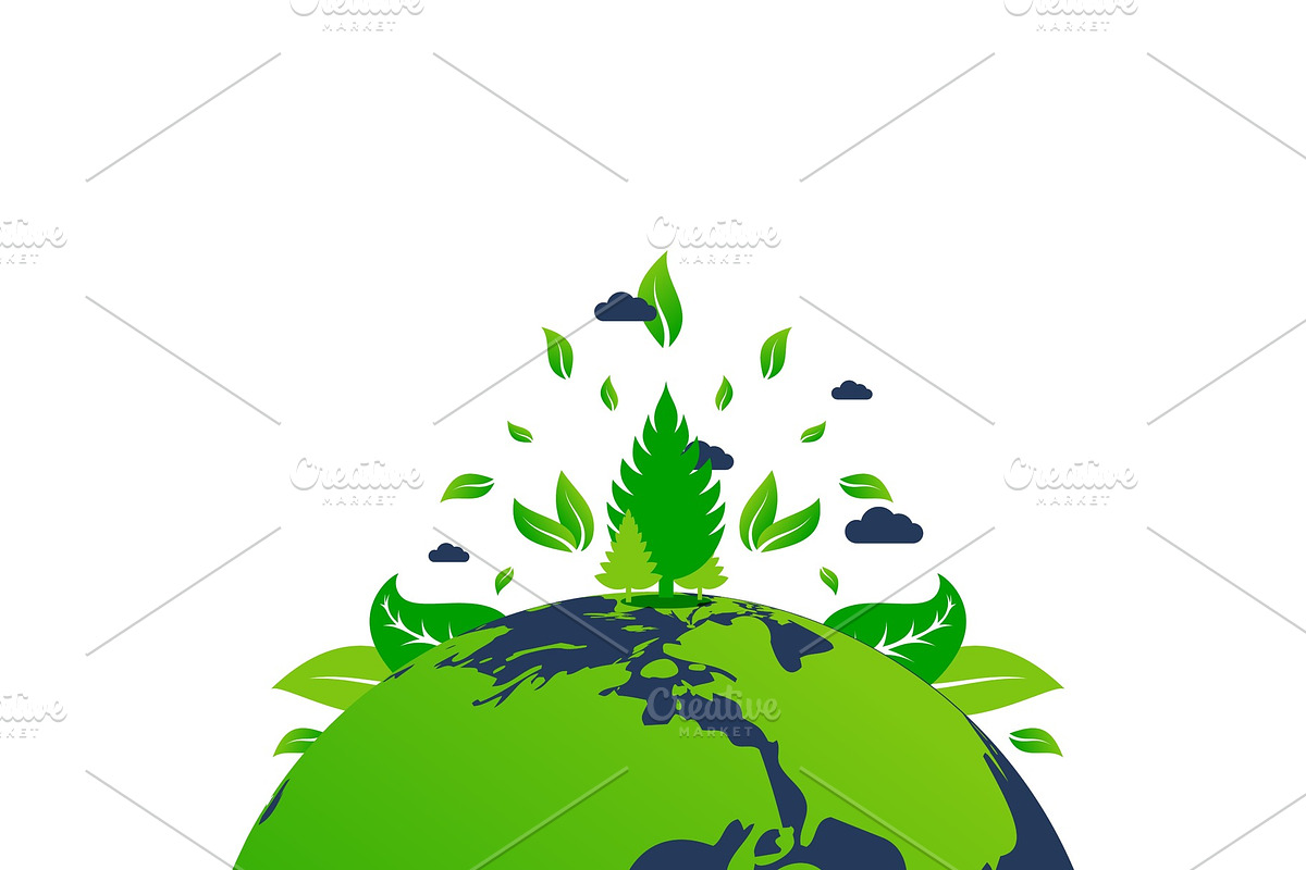 Green earth with leaf, sheet in Illustrations - product preview 8
