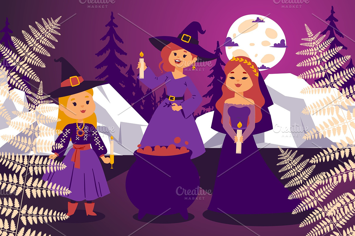 Night coven, flat character girl in Illustrations - product preview 8