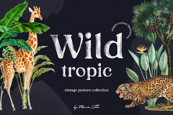Wild tropic vintage pattern set