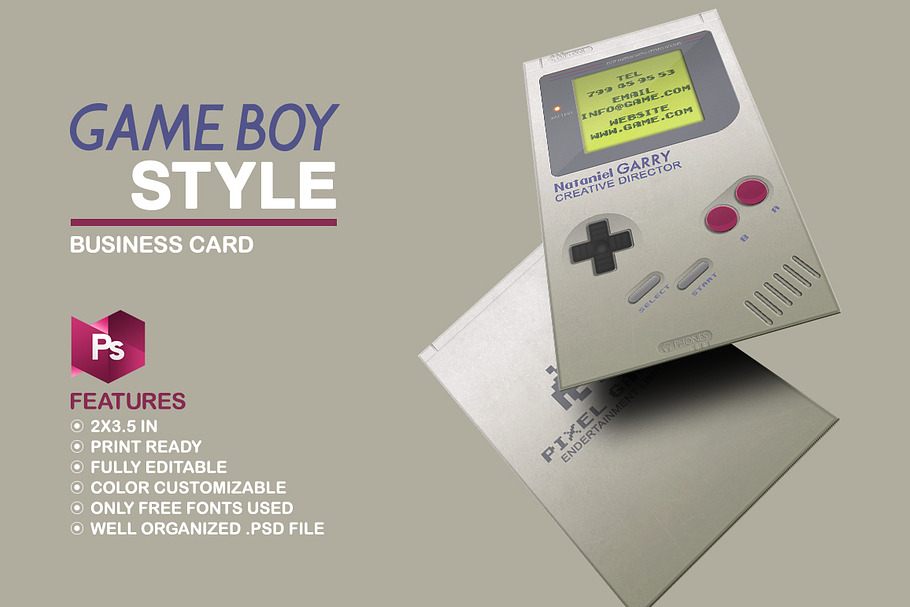 Gameboy Business Card in Business Card Templates - product preview 8