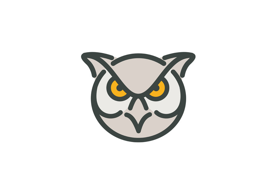 Angry Great Horned Owl Head Mono Lin