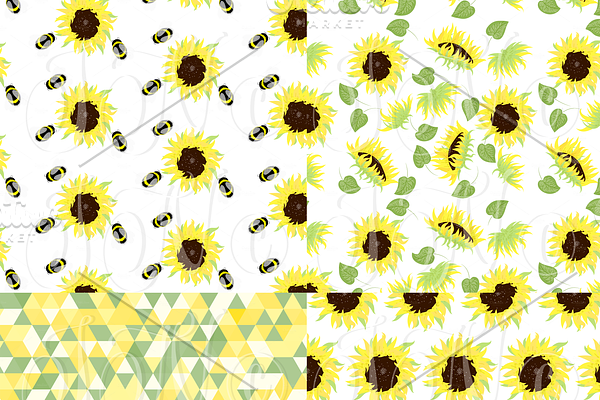 Sunflowers, Mason Jars,digital paper