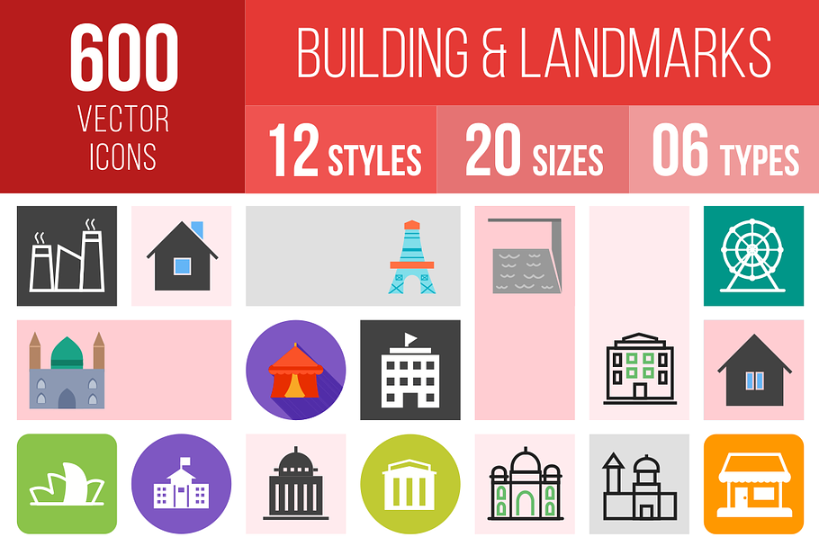 600 Buildings & Landmarks Icons in Graphics - product preview 8