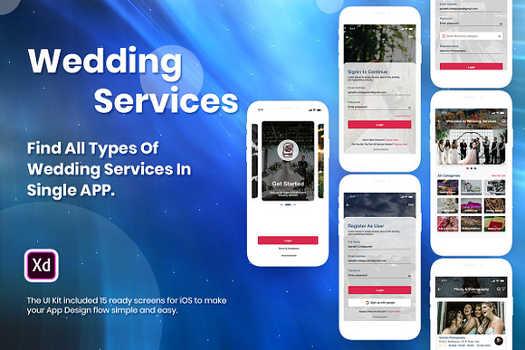 Wedding Services iOS App UI Kit in App Templates - product preview 2