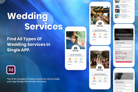 Wedding Services iOS App UI Kit in App Templates - product preview 3