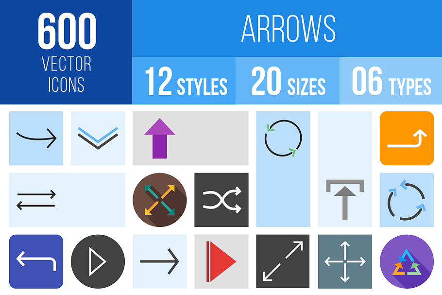 600 Arrows Icons in Graphics - product preview 8