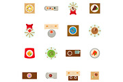 Cookie on table icons set