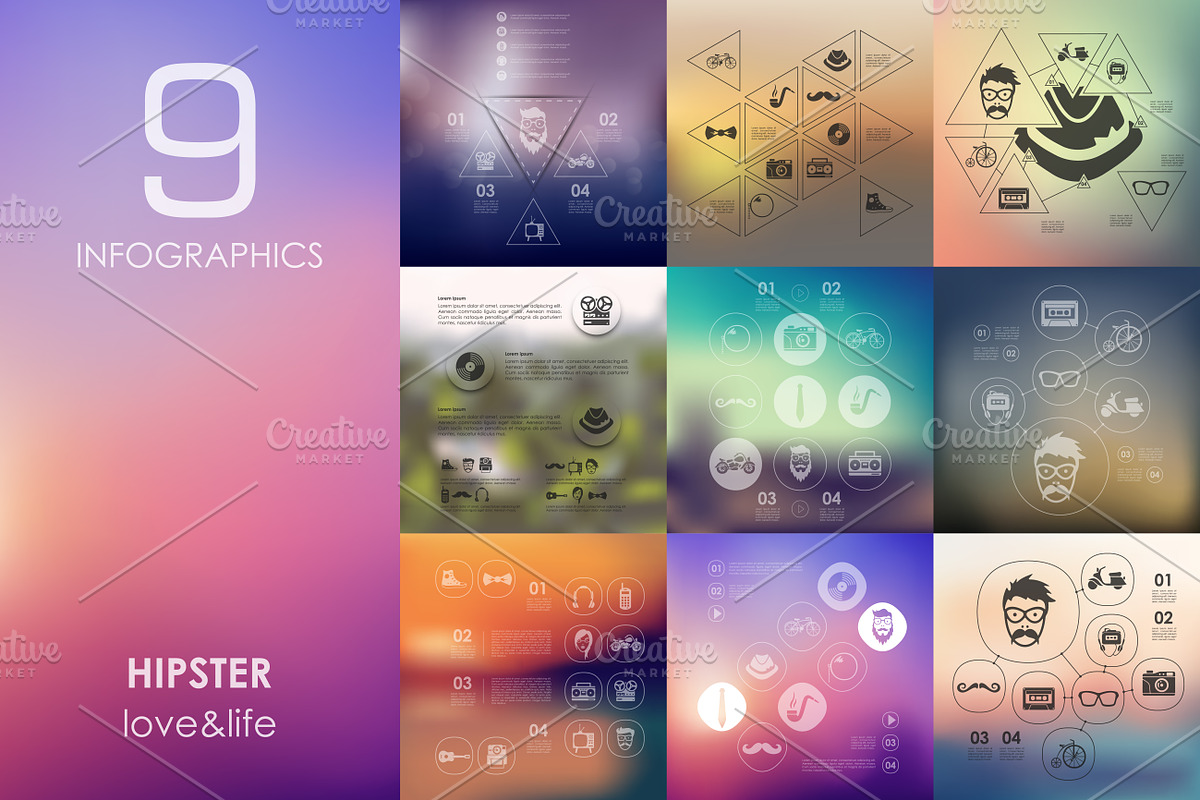 9 hipster infographics in Presentation Templates - product preview 8