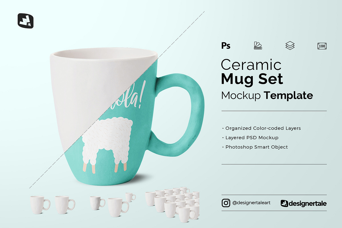Ceramic Mug Set Mockup in Product Mockups - product preview 8