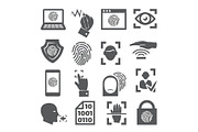Biometric icons set on white