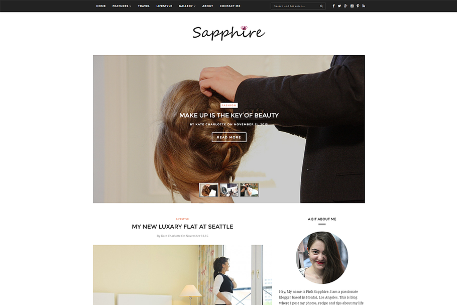 Sapphire- Clean WordPress Blog Theme