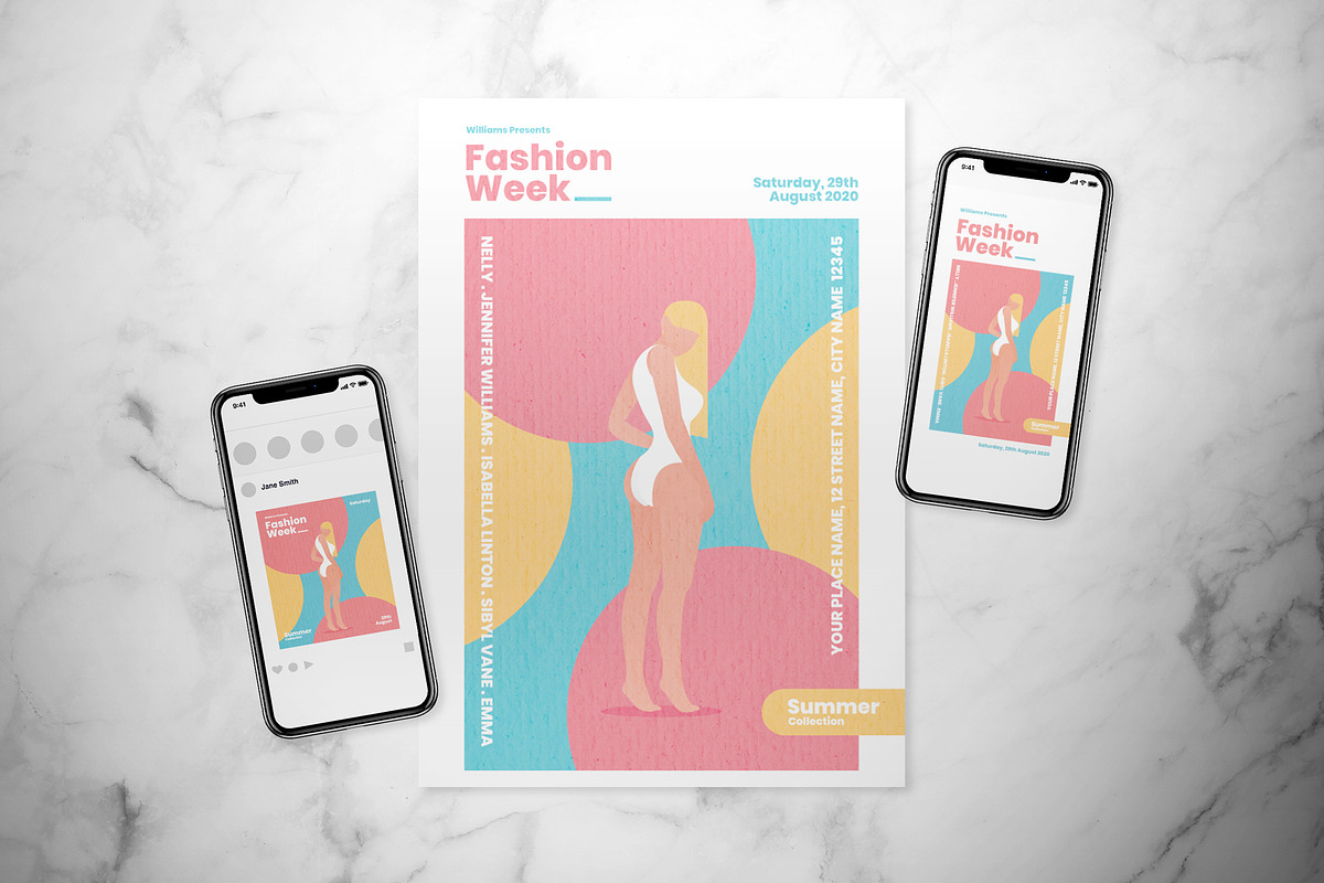 Summer Fashion Flyer Set in Flyer Templates - product preview 8
