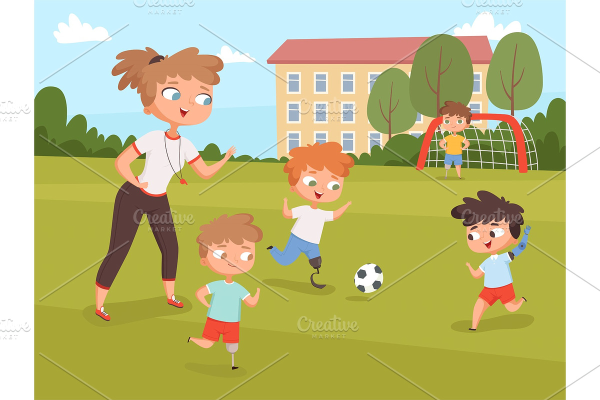 Disability kids. People playing and in Graphics - product preview 8