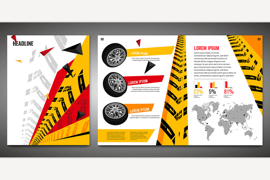 Tire Brochure Template in Illustrations - product preview 8