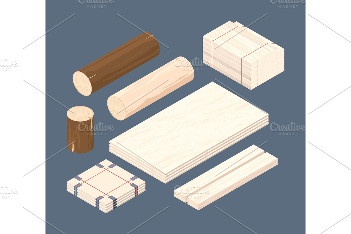 Wooden isometric. Set of stacked in Graphics - product preview 8