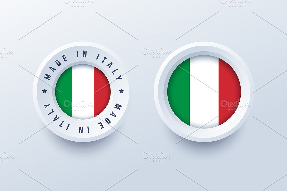 Made in Italy round label in Illustrations - product preview 8