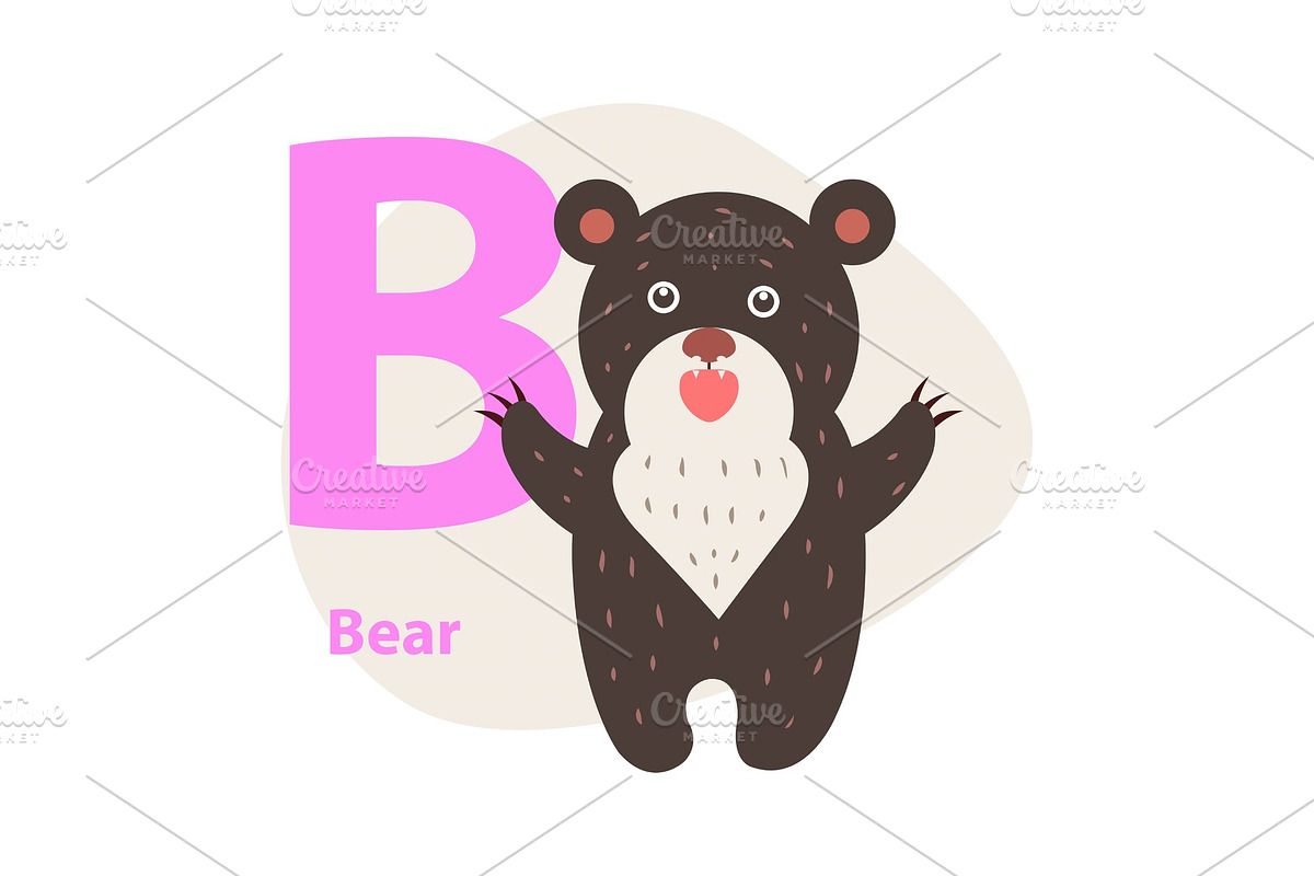 Zoo ABC Letter with Cute Bear in Illustrations - product preview 8