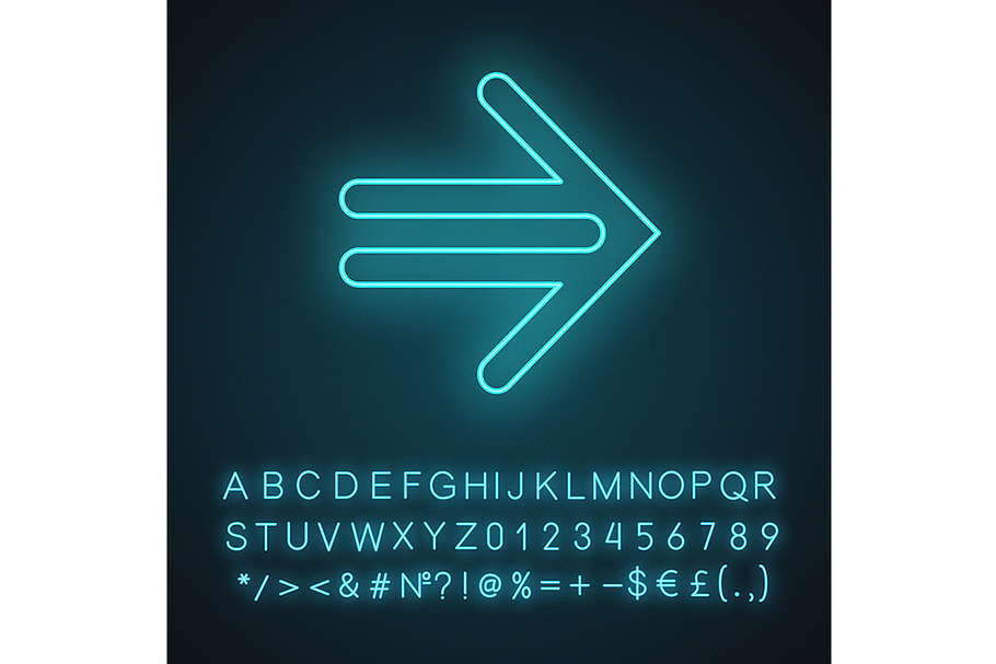 Double-lined arrow neon light icon