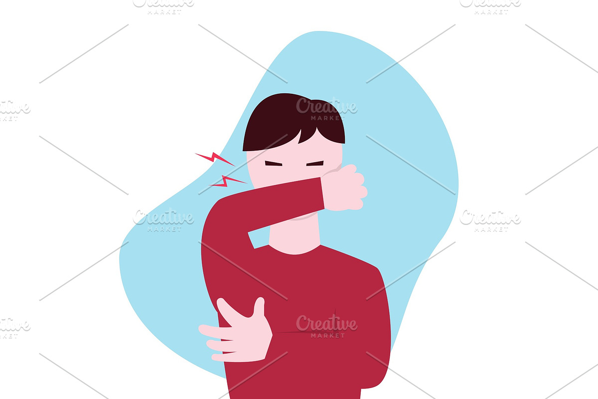 Coughing guy with eyes closed in Illustrations - product preview 8