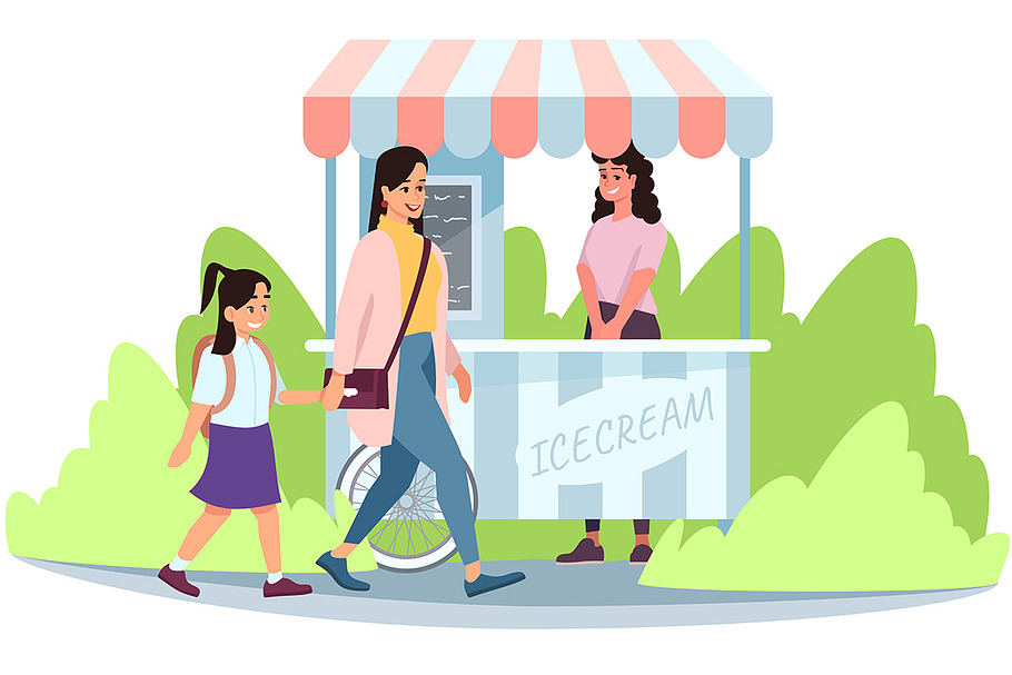 Ice cream street market cart in Illustrations - product preview 8