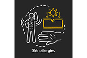 Skin allergies chalk concept icon