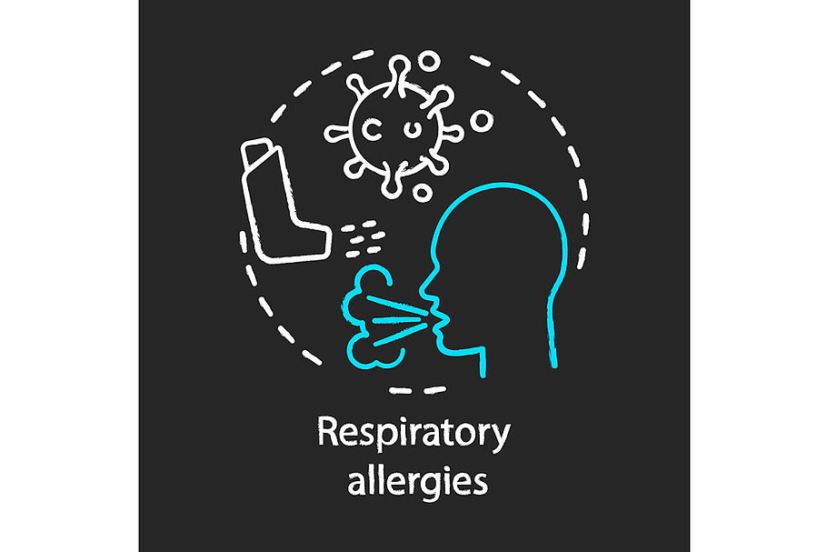 Respiratory allergies chalk icon