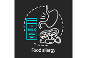 Food allergy chalk concept icon