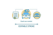 Used cars market concept icon