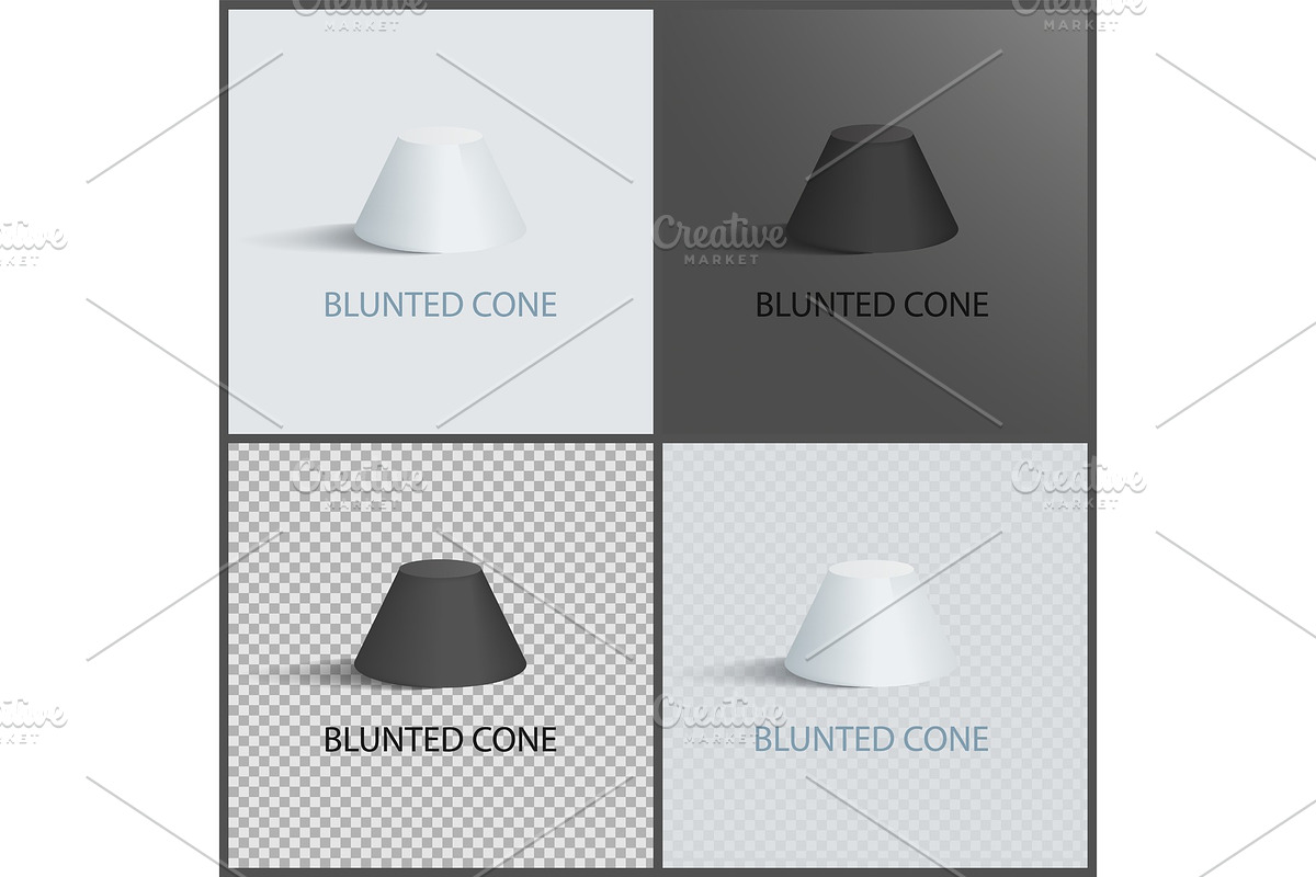 Blunted Cone Set on Dark Light and in Illustrations - product preview 8