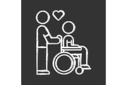 Disabled people help chalk icon