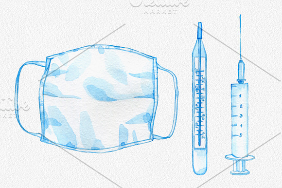 coronavirus watercolor set in Illustrations - product preview 1