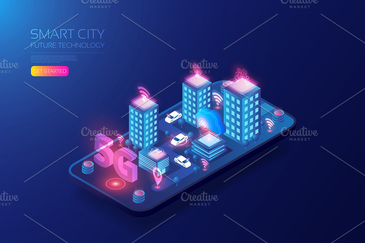 Isometric 5G smart city in Illustrations - product preview 8