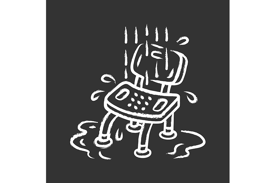 Shower chair chalk icon