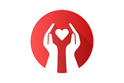 Hands with heart flat design icon