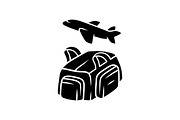 Flight, travelling bag glyph icon