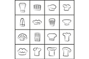 Chef Hats of All Shapes Thin Outline
