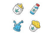 Weed products color icons set