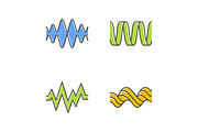 Sound waves color icons set